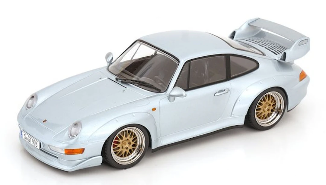kkscale 1:18 - Model car - Porsche 911 (993) GT2 1996 Zilver - BBS velgen