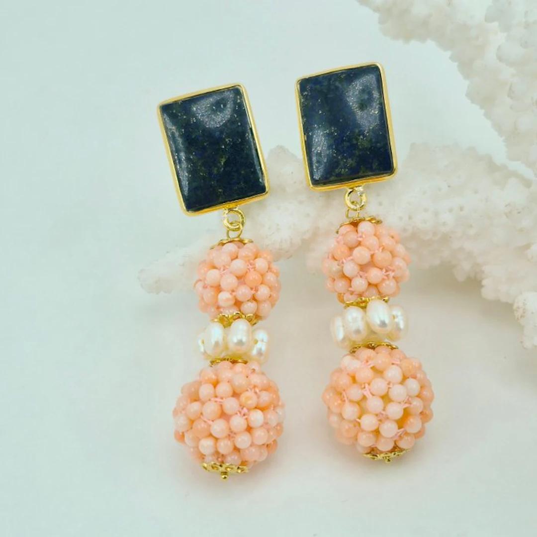 Coral - Silver, Gold-plated - Earrings - PINK CORAL