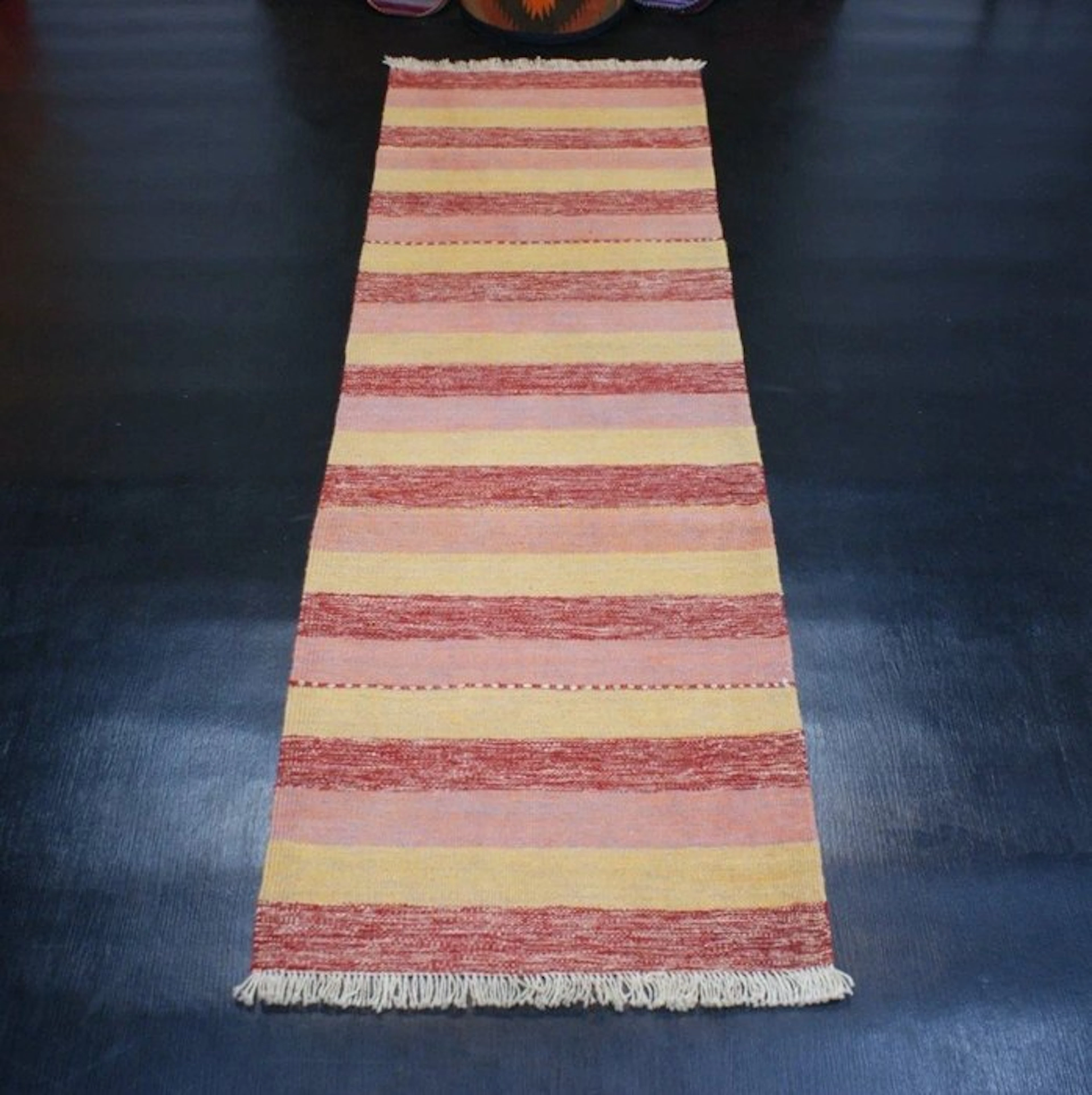 Handwoven Turkish Kilim vintage rug wool natural color...