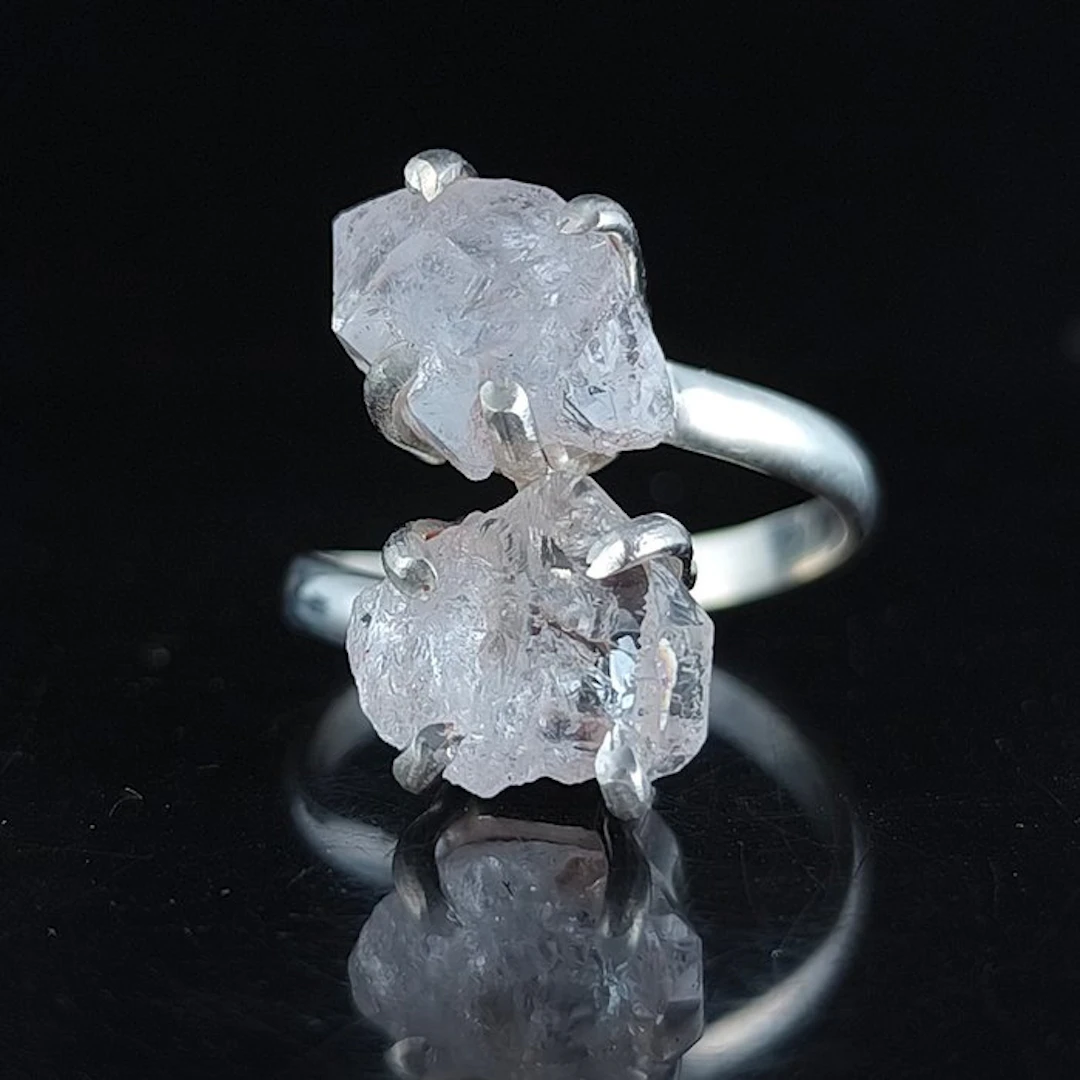 Silver - Amulet ring - Herkimer Diamond