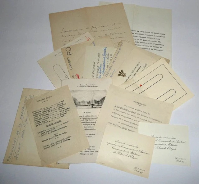 Vincent Auriol - Lot d'invitations à des diners avec le Prés