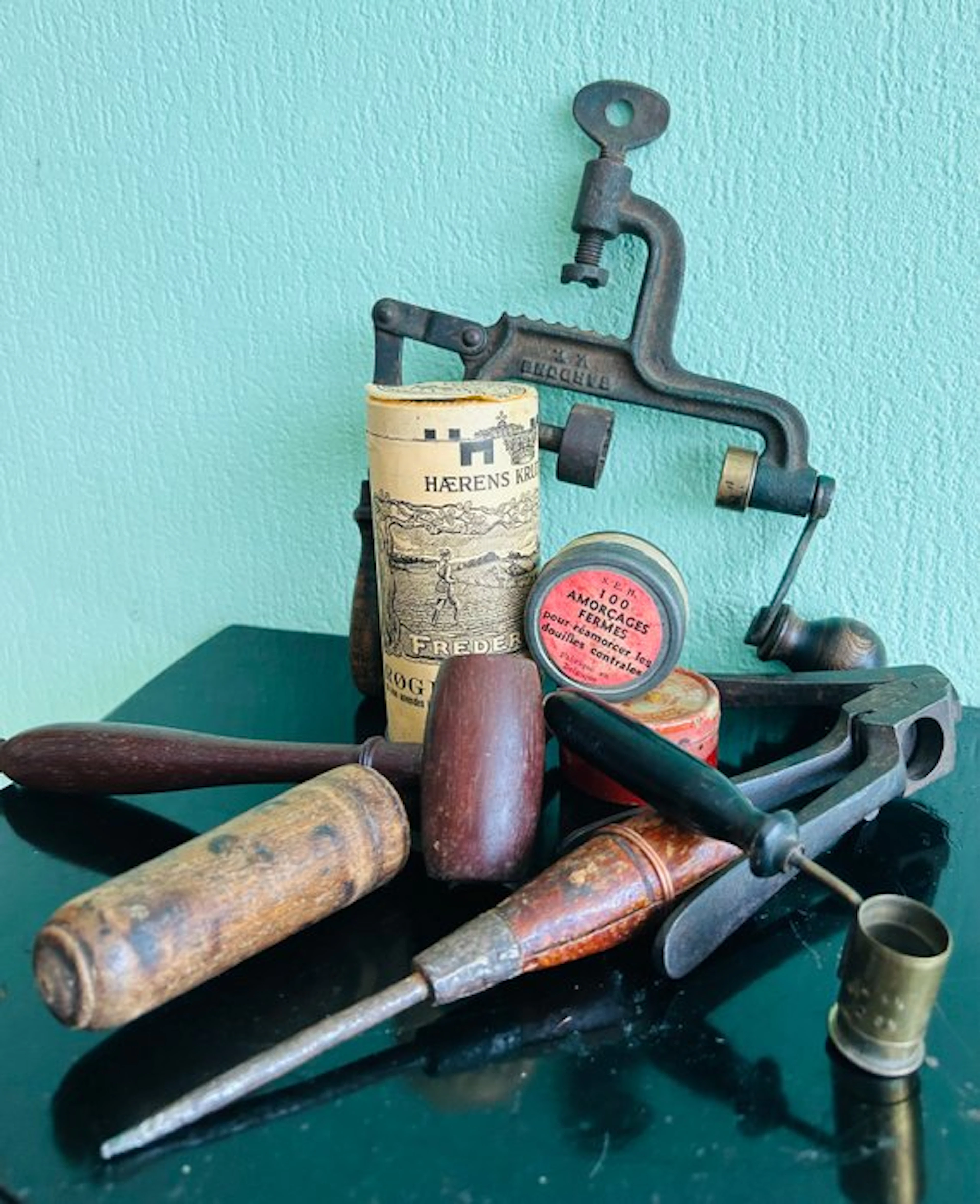 Tool - Large Collection of Antique Reloading Tools for Hunting Rifle Cal.12.