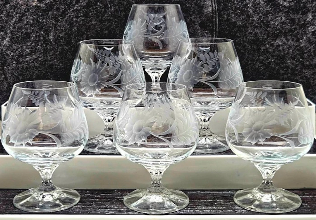 |-❥(6) x *Bohemia 24% Bleikristall (Czechoslovakia)* - Elegantes Set