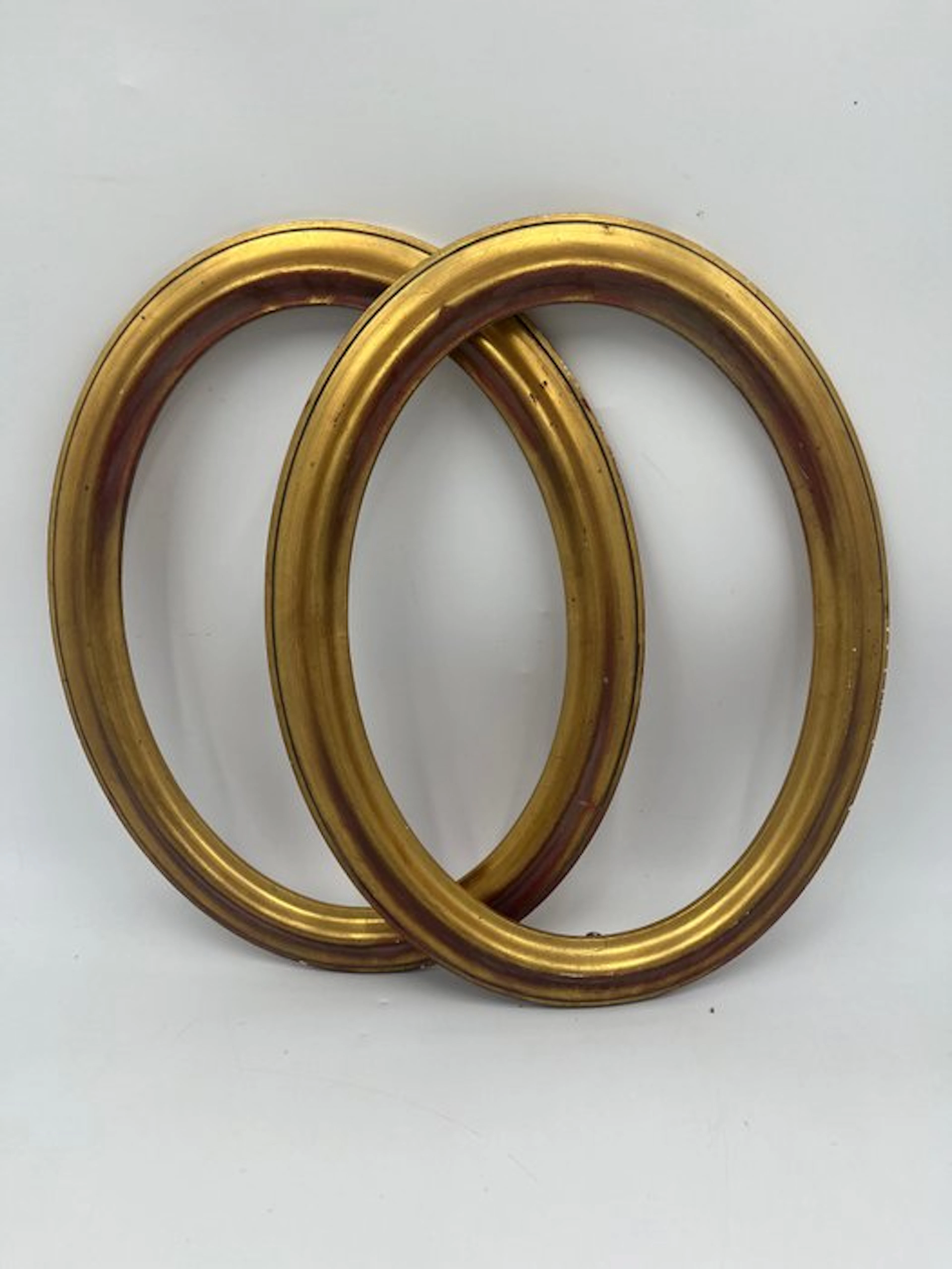 Frame (2) - Wood, gold bread - Pair of golden ovals