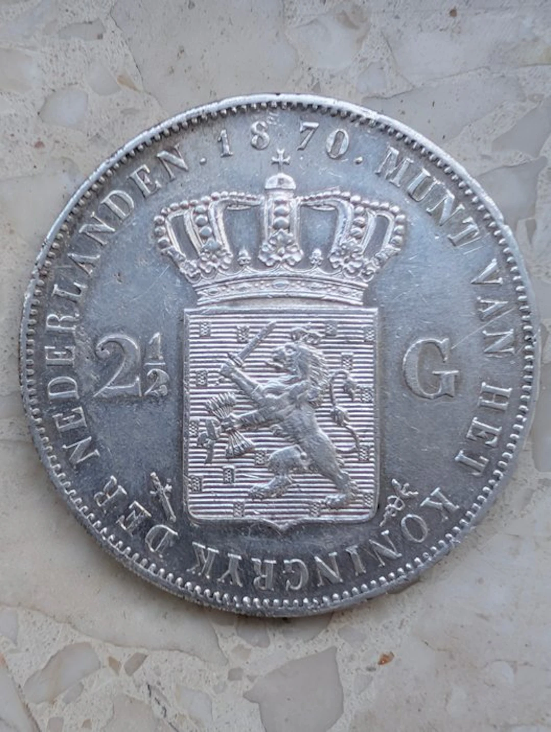 Netherlands. Willem III. 2 1/2 Gulden 1870 (No reserve price)