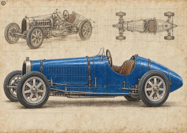 Kleury.art - [XL MATTE PAPER] "Bugatti Type 35 Grand Prix...