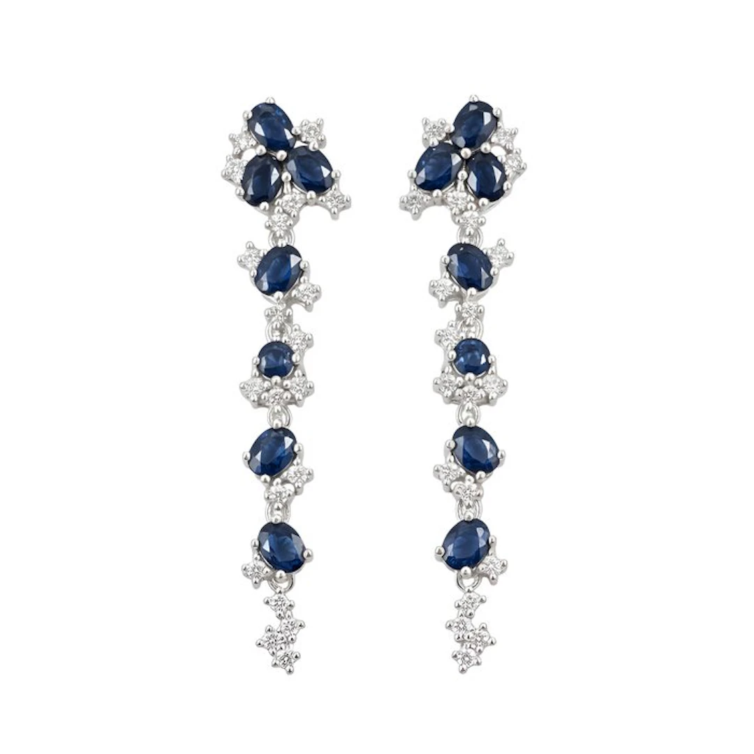 No reserve price - Earrings Gold-plated Sapphire - Topaz - 18kt Gold Plated