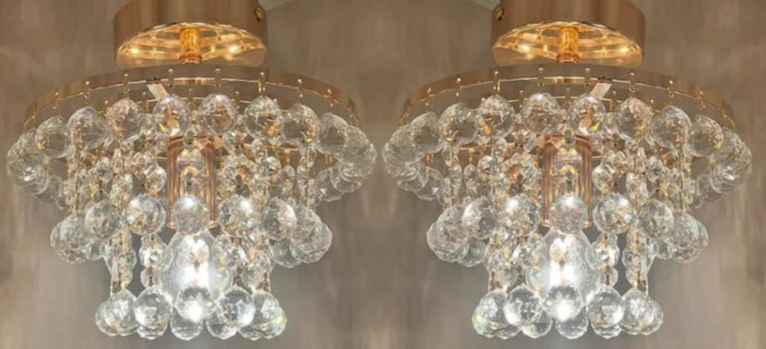 Swarovski - Chandelier (2) - Crystal, Gold leaf