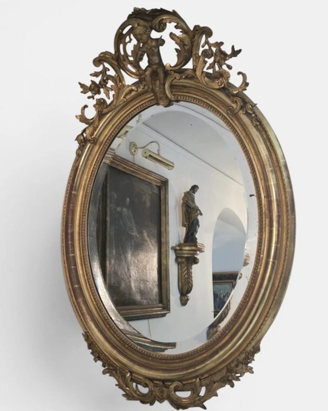 Wall mirror - Gilt wood - Antique cherub wall mirror