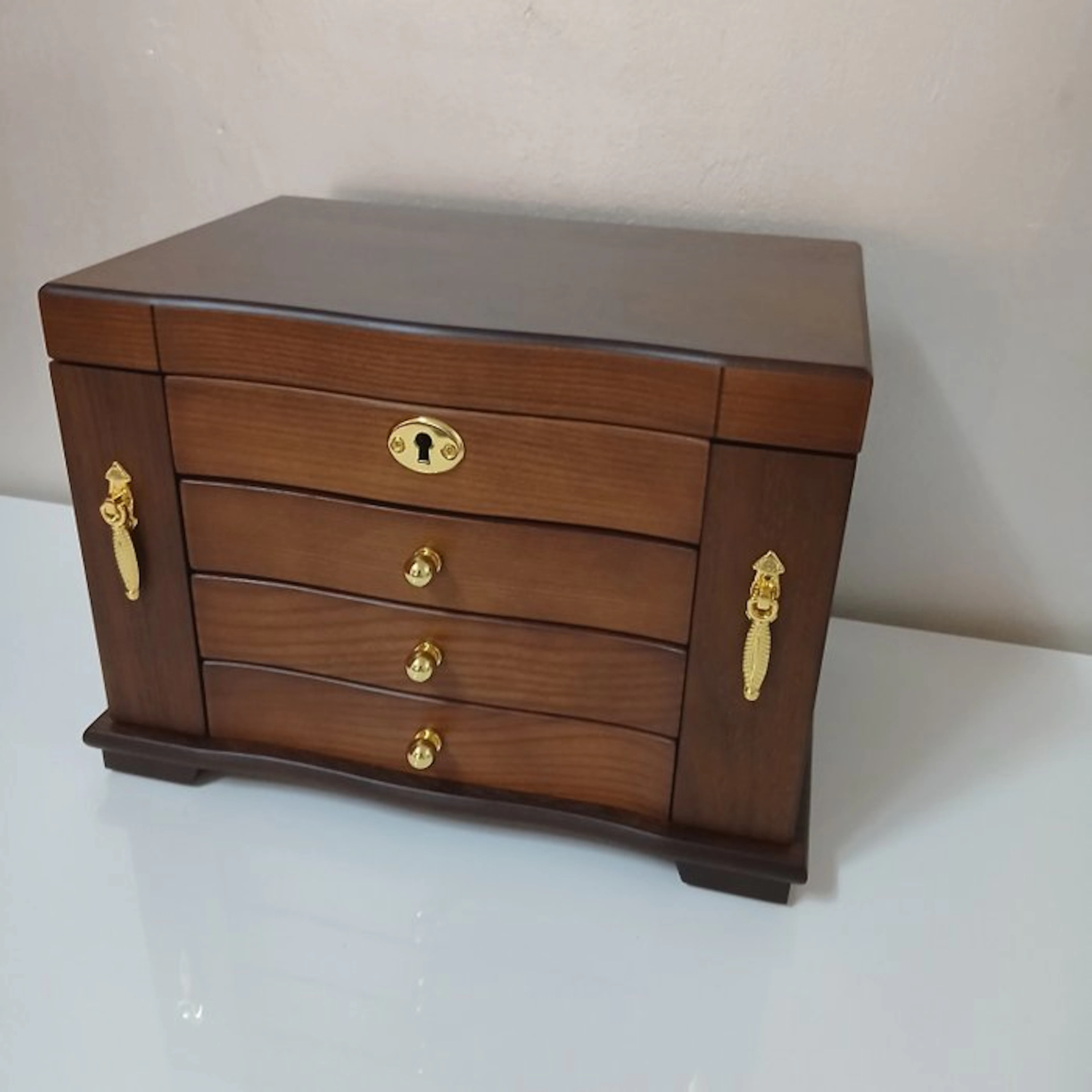 Jewellery box - 4-tier jewelry box - Wood, Mirror