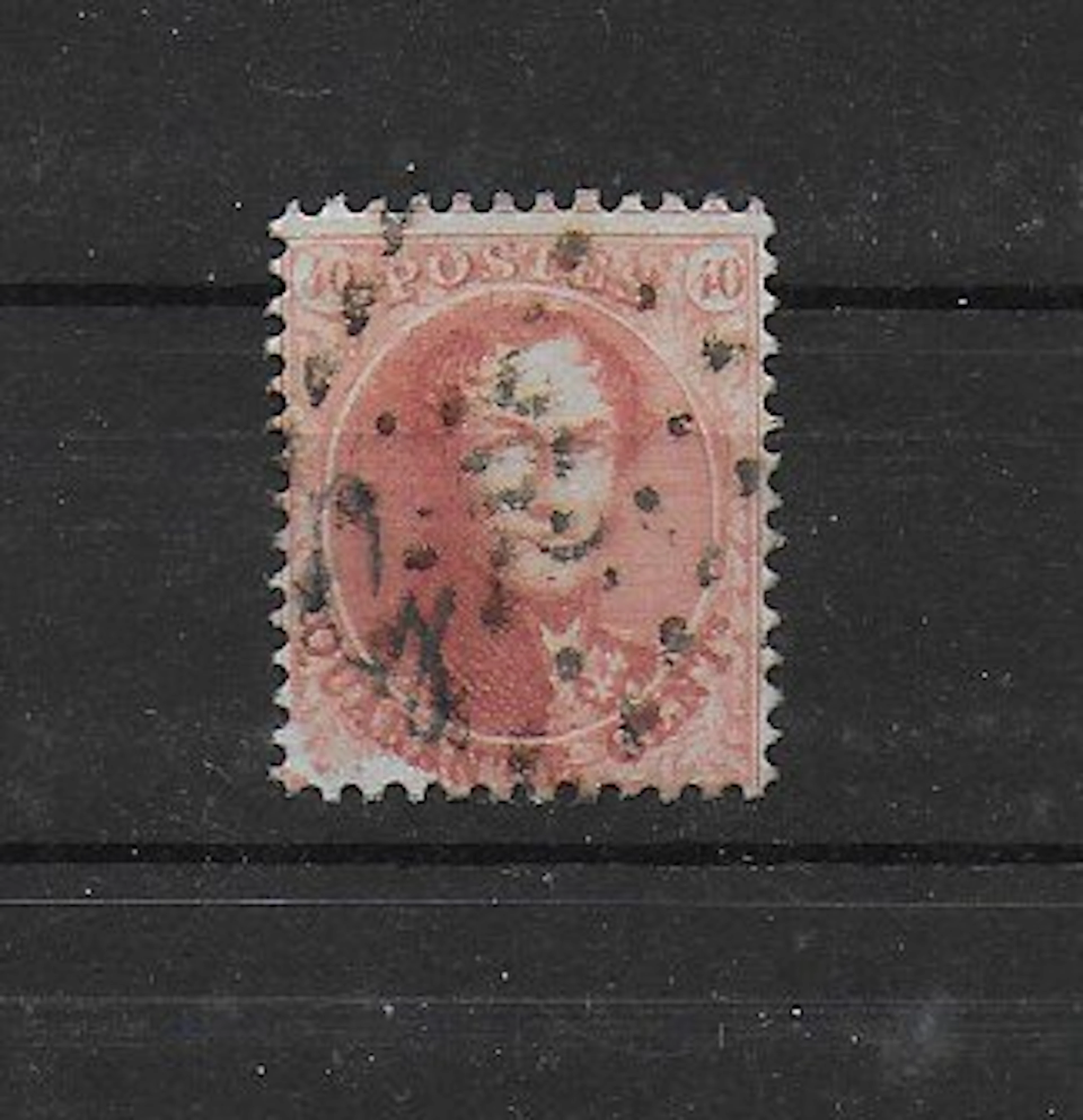Belgium 1863 - 16B with bank mark Guilloché