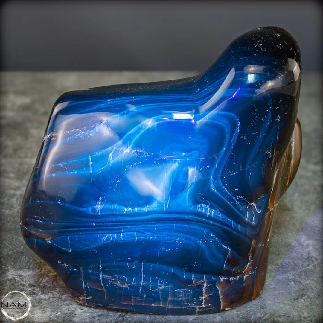 Natural Indonesian amber – rare freeform with fiery color...