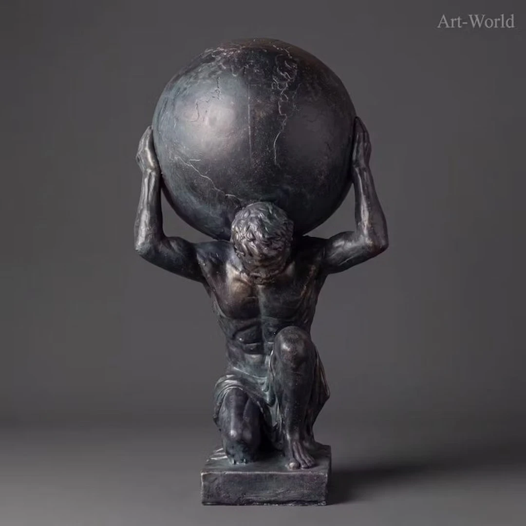 Statue, XL sculptuur. Atlas 69 cm / 9 kg - 69 cm - MGO