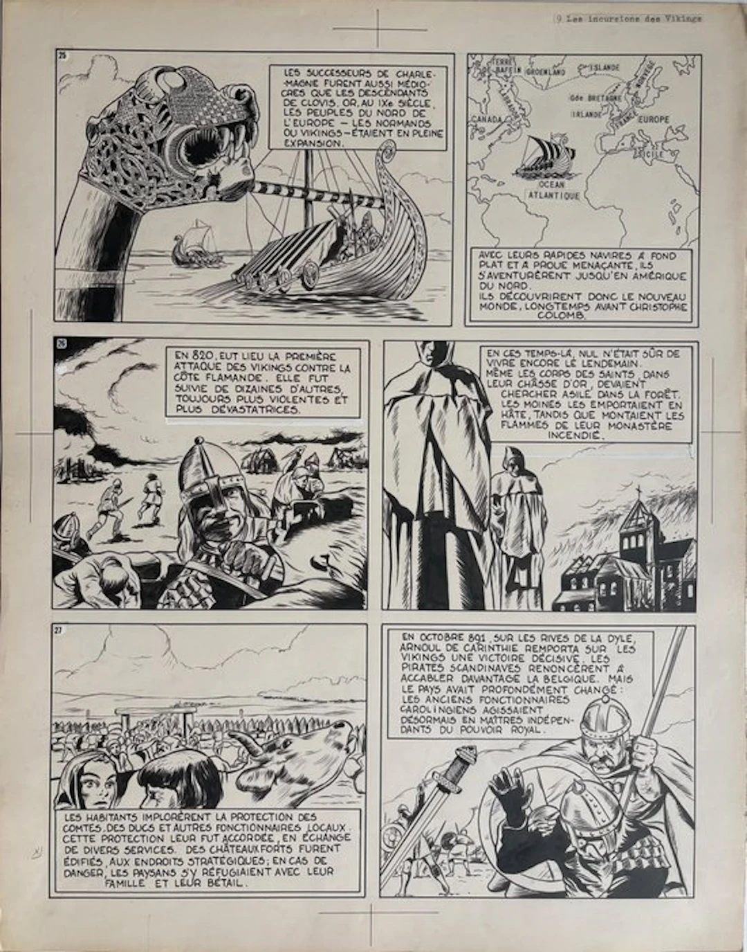 Louis Haché - 1 Original page - Louis Haché - Les incursions des Vikings