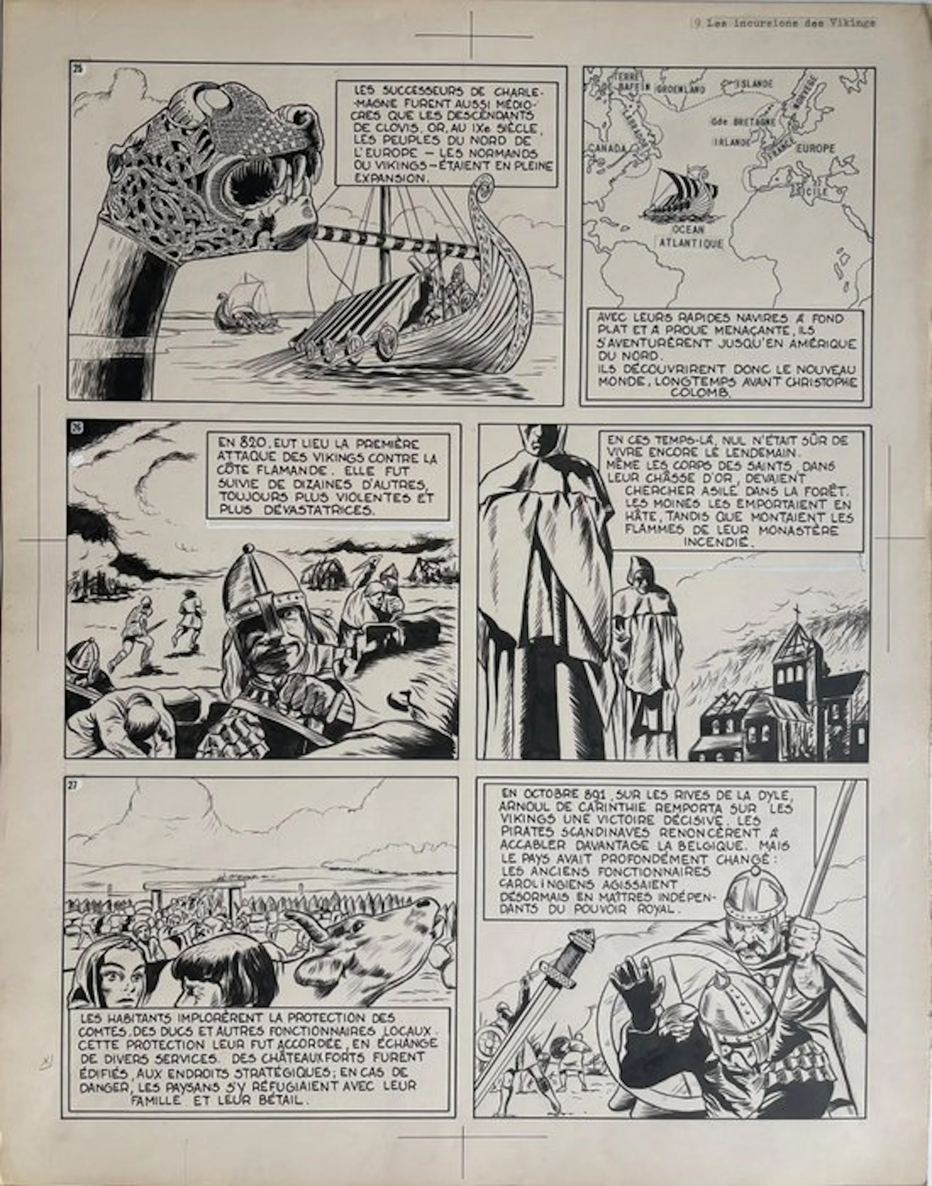 Louis Haché - 1 Original page - Louis Haché - Les incursions des Vikings