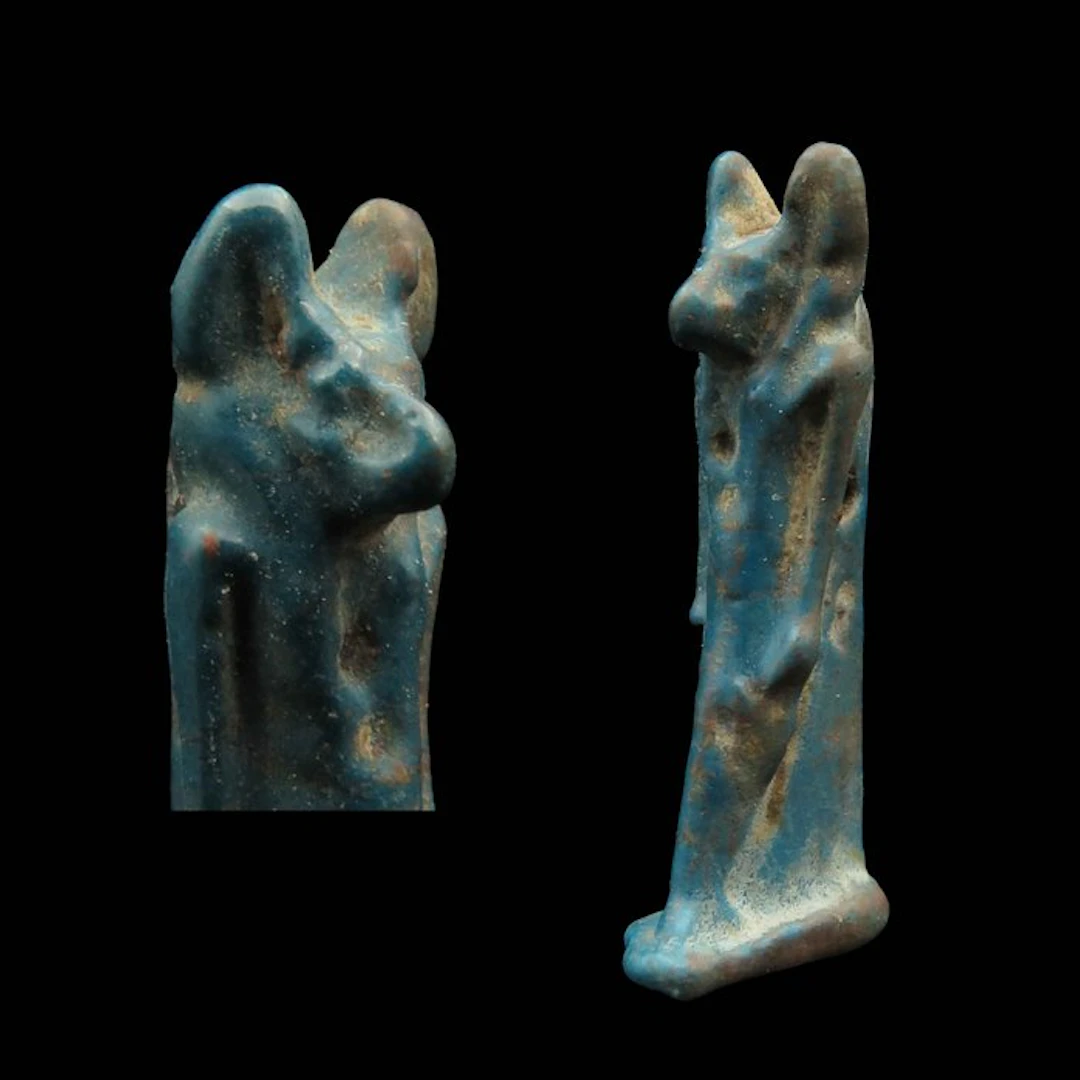 Ancient Egyptian Faience amulet of the Jackal God Anubis (1x) - 2.7 cm
