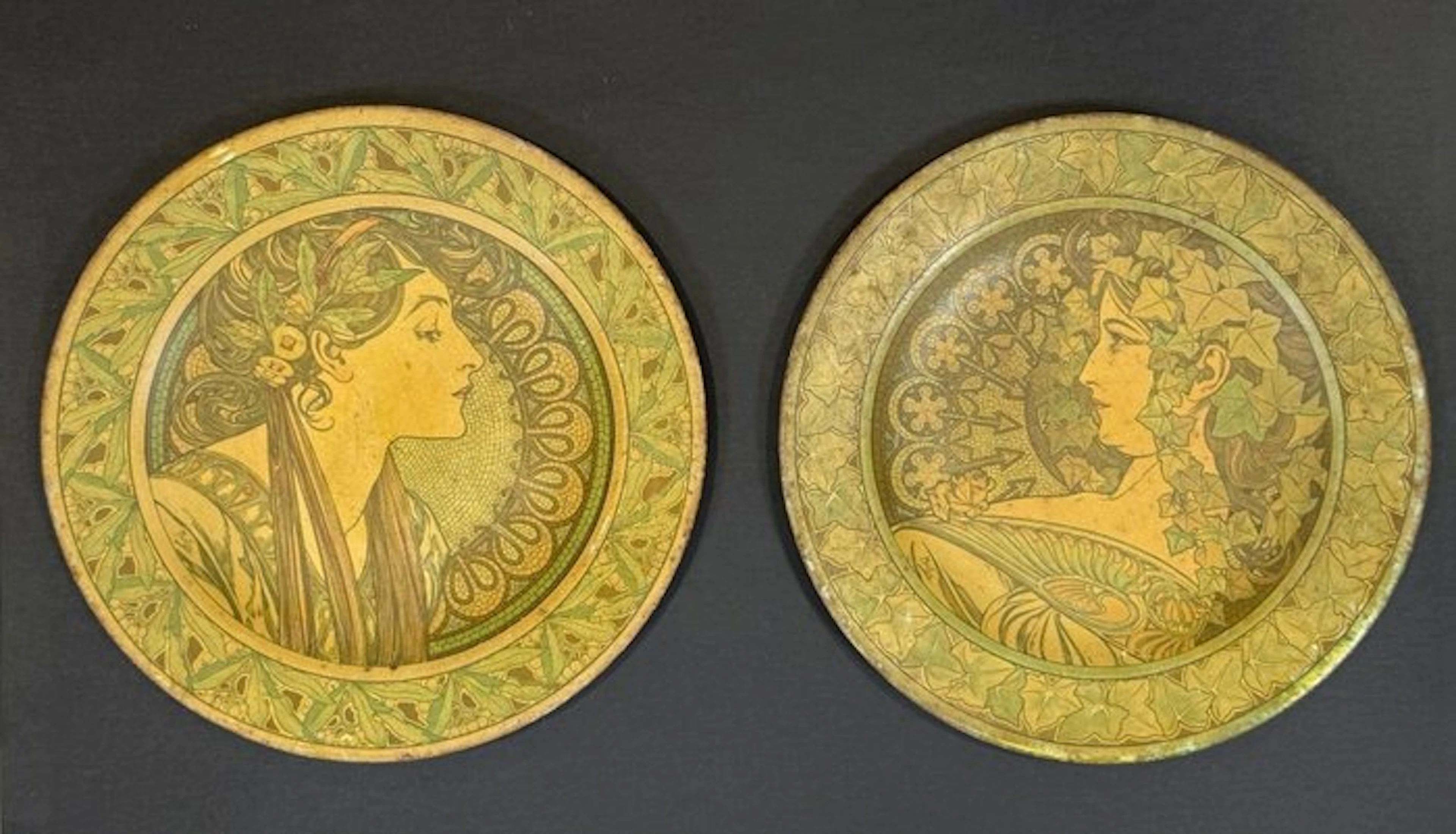 Mucha - Dish (2) - Metal - Alphonse Mucha - The Ivy and the Laurel