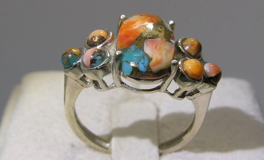 Turquoise Ring - Height: 26.1 mm - Width: 22.2 mm- 4.1 g - (1)