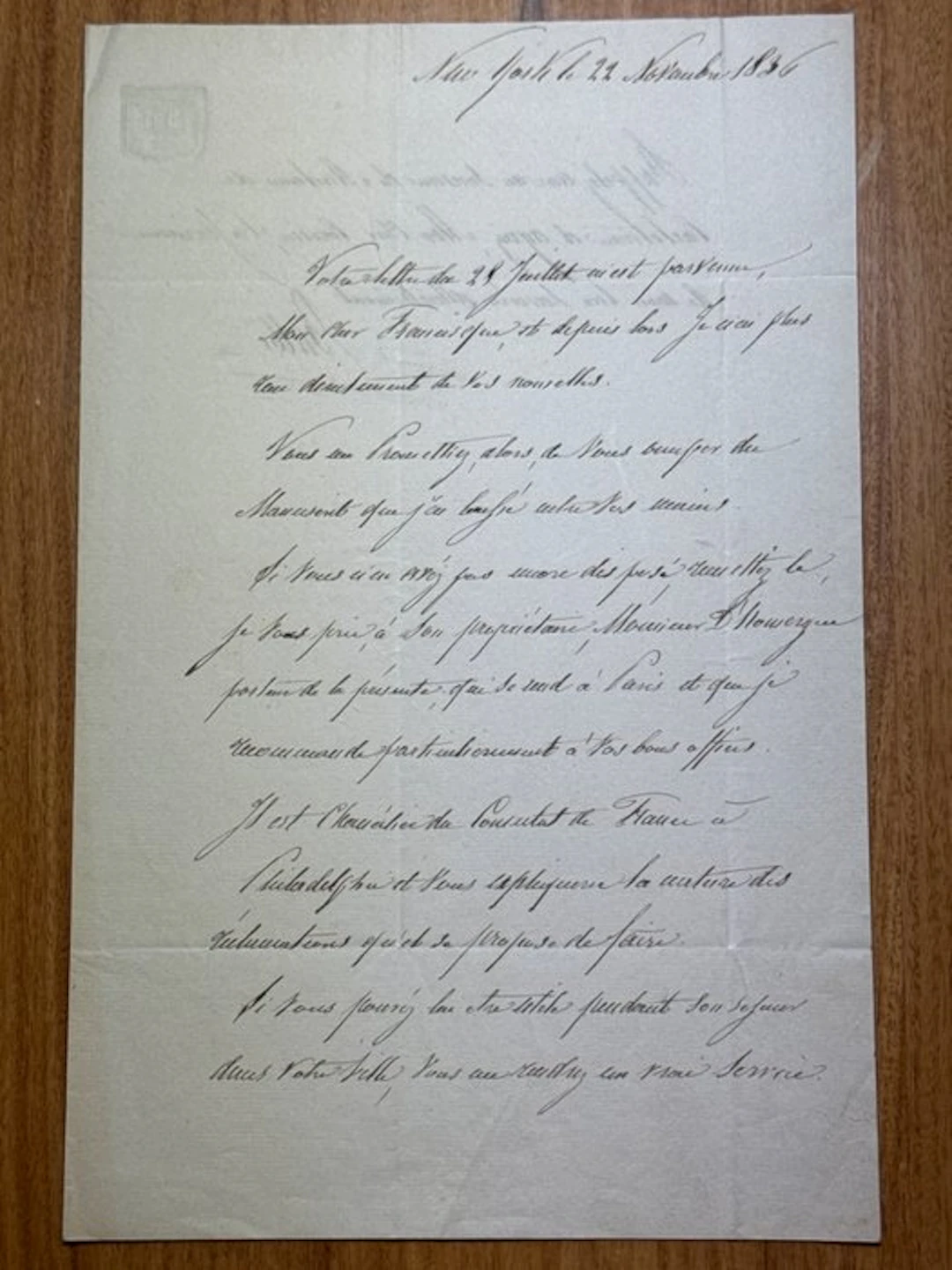 Monsieur Balby - Autograph Letter Signed from New York to...