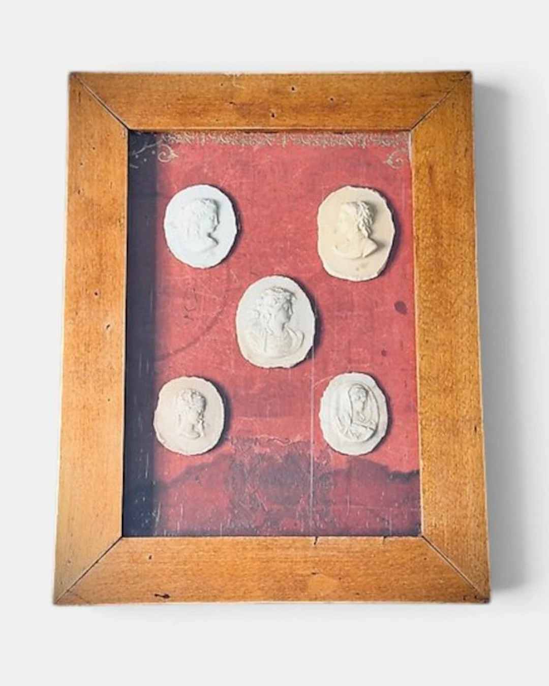 Relief, Grand Tour Relieftableau - 35 cm - alabaster (kamee) - glas (blåsbild) - trä