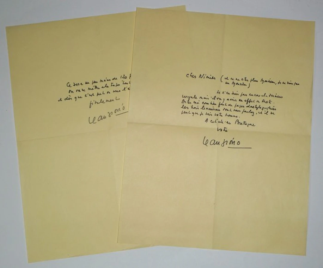 Jean Giono - Deux lettres autographes signées à Roger...