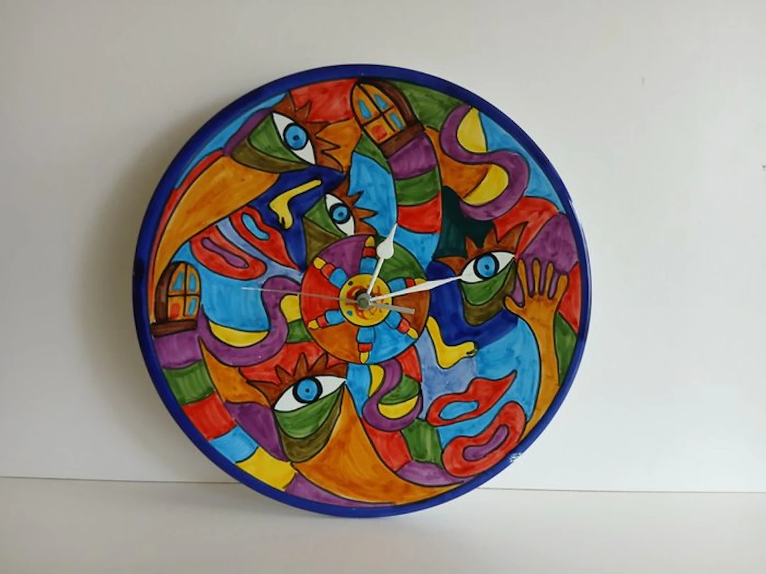 Wall clock - Clemens Briels Stijl - Vintage Porcelain, Pottery - 1970-1980