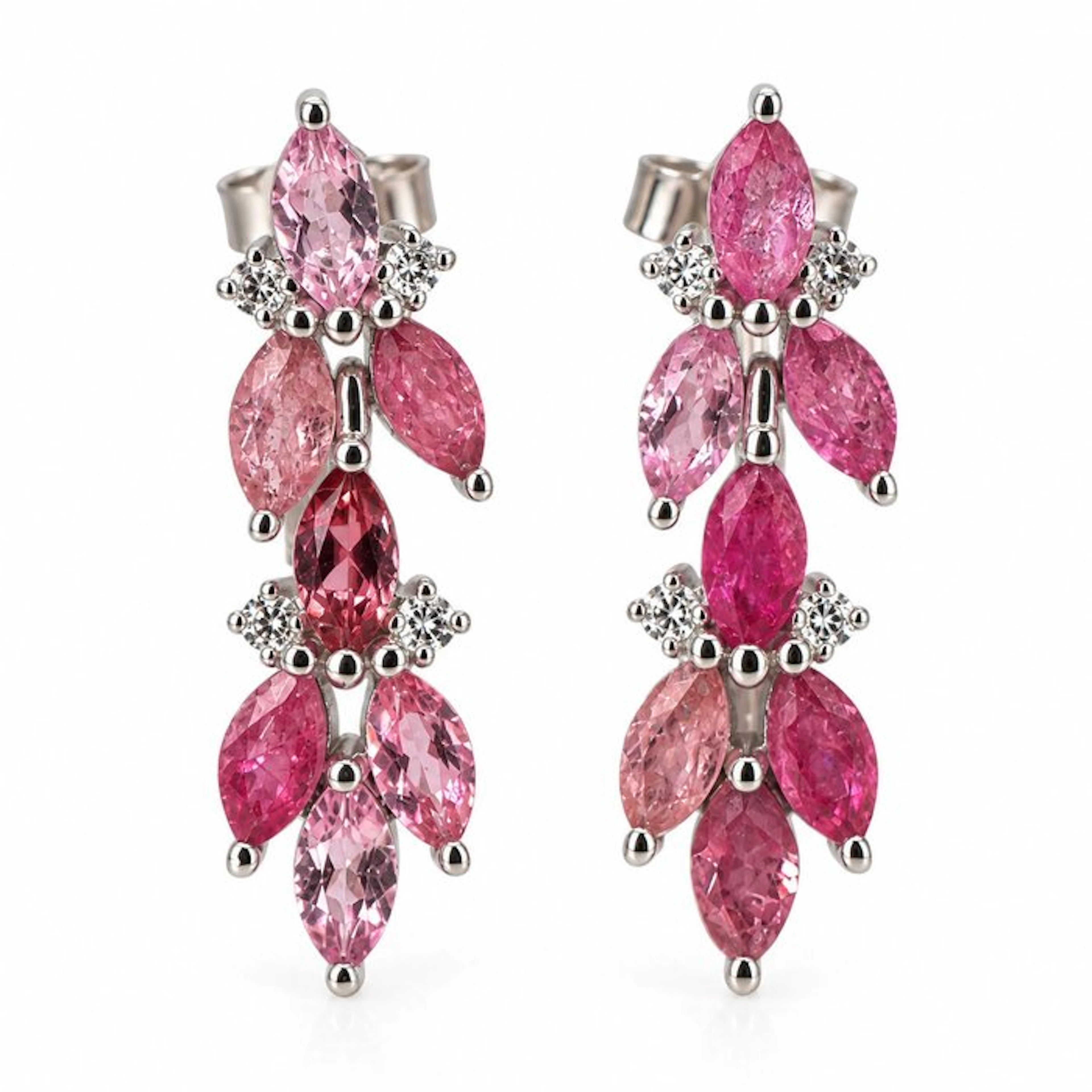 No reserve price - Earrings Gold-plated Tourmaline - Diamond - 18kt Gold Plated