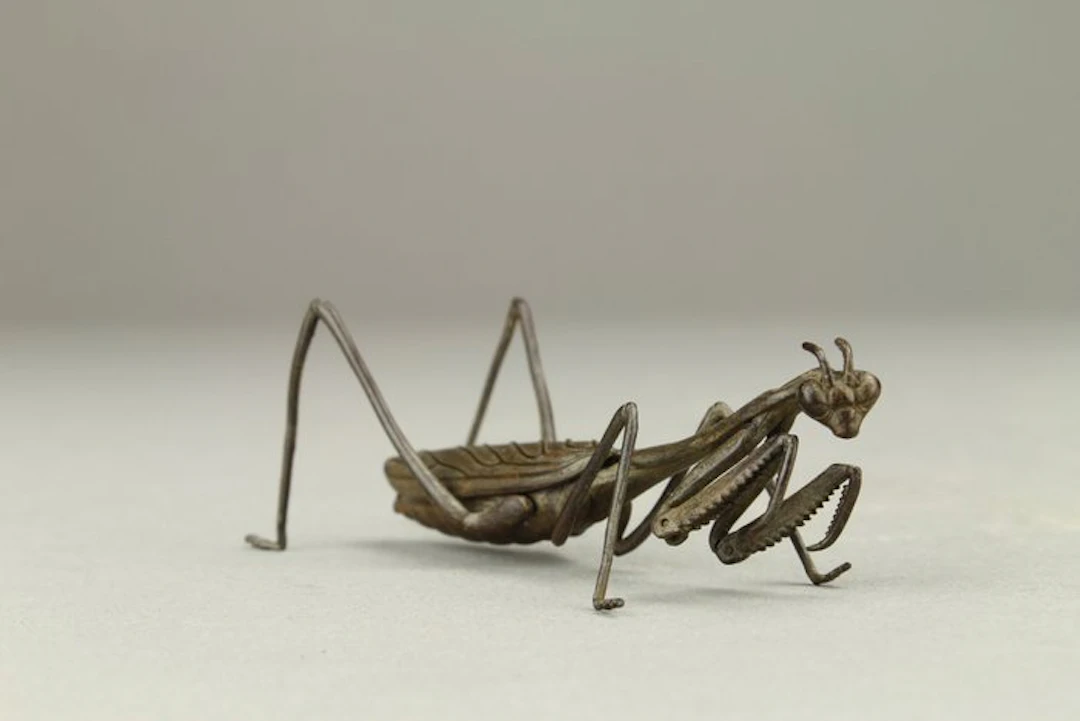 Bronze - Praying Mantis Okimono - Shōwa period (1926-1989)