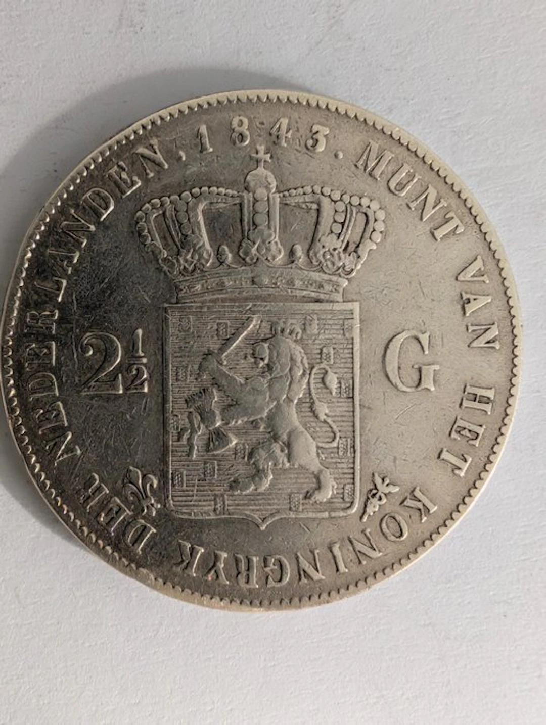 Netherlands. Willem II. 2 1/2 Gulden 1843