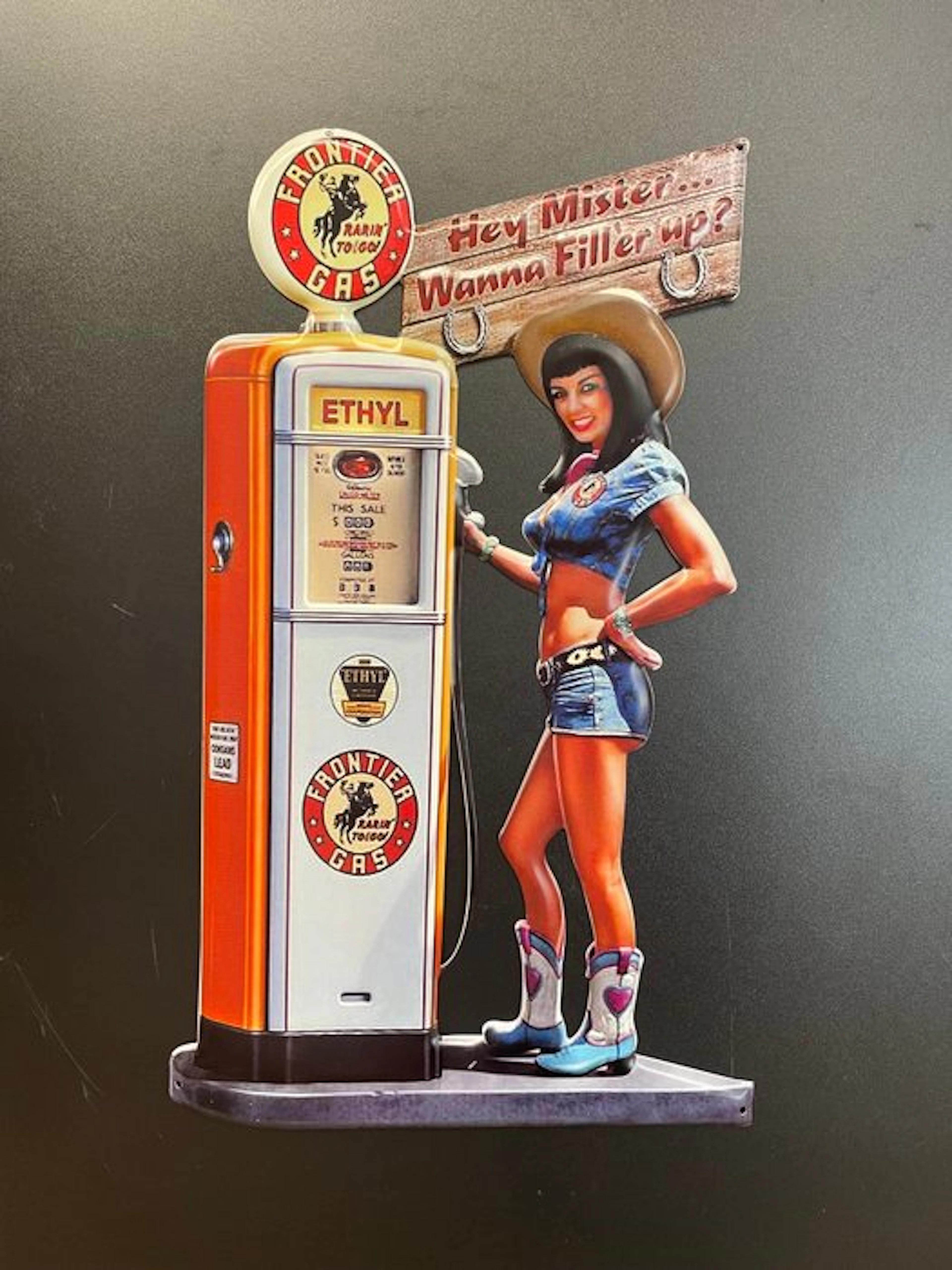 Gas Station Pin Up Girl - Sign - Tin sign – embossed 'Made in USA'