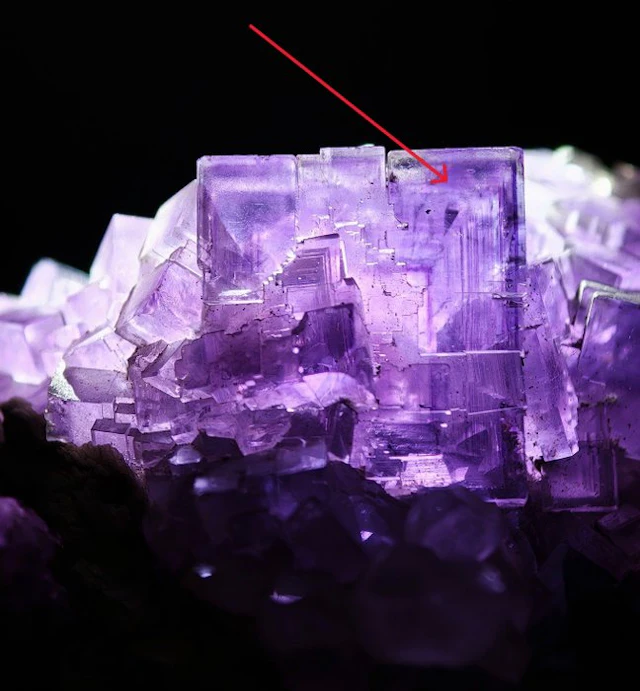Purple Fluorite Cubes with Quartz Crystals on matrix...