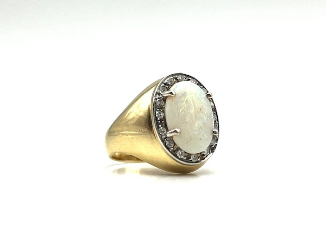 Ring - 18 kt. Yellow gold Opal - Diamond
