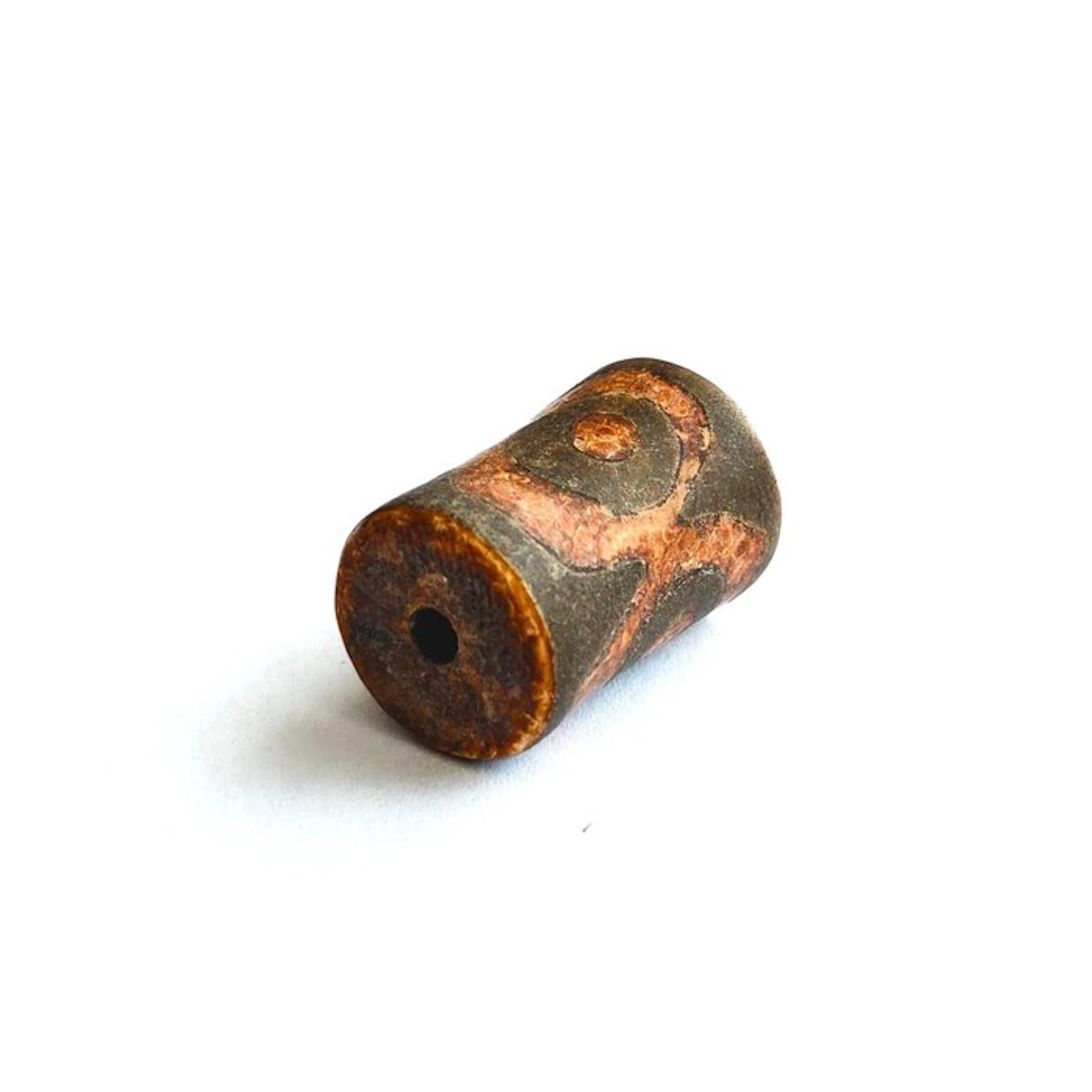 Ancient Tibetan / Nepalese Etched Jasper Cylinder Bead...