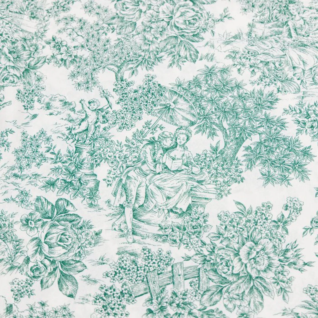BA237 - Toile de Jouy Fabric in Forest Green – 2.8 x 2.5...