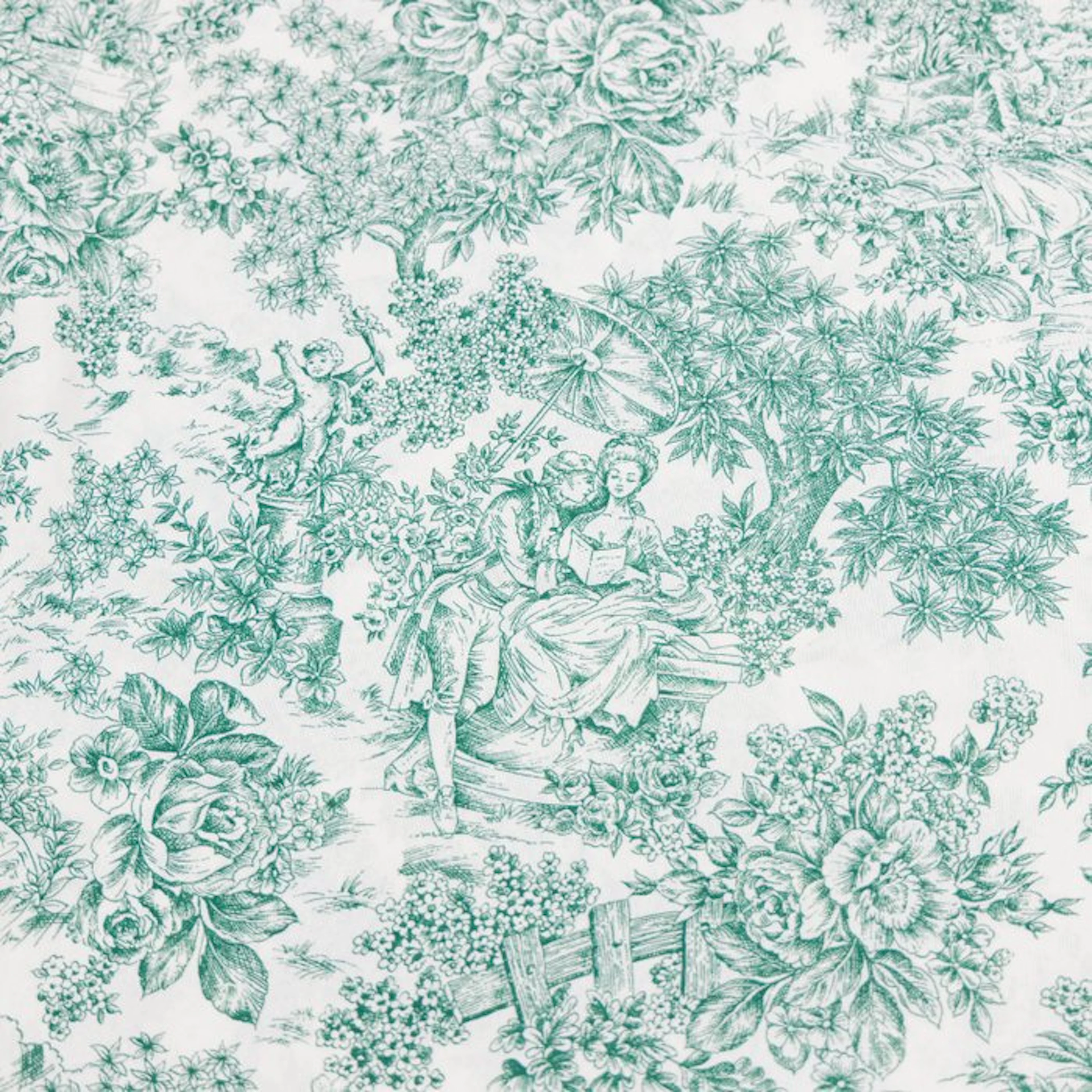 BA237 - Toile de Jouy Fabric in Forest Green – 2.8 x 2.5...