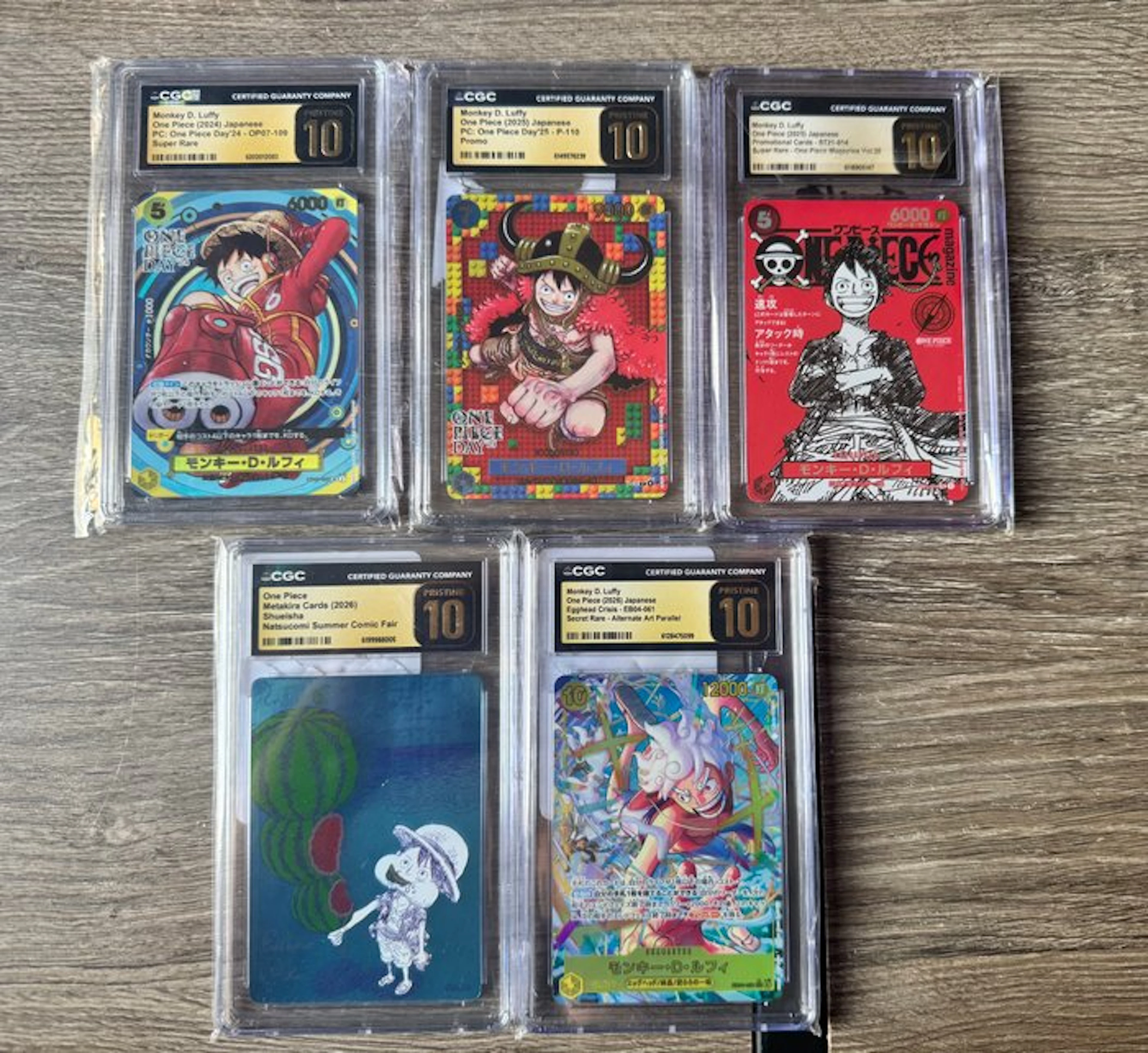 Bandai - 5 Graded card - One Piece - Monkey D