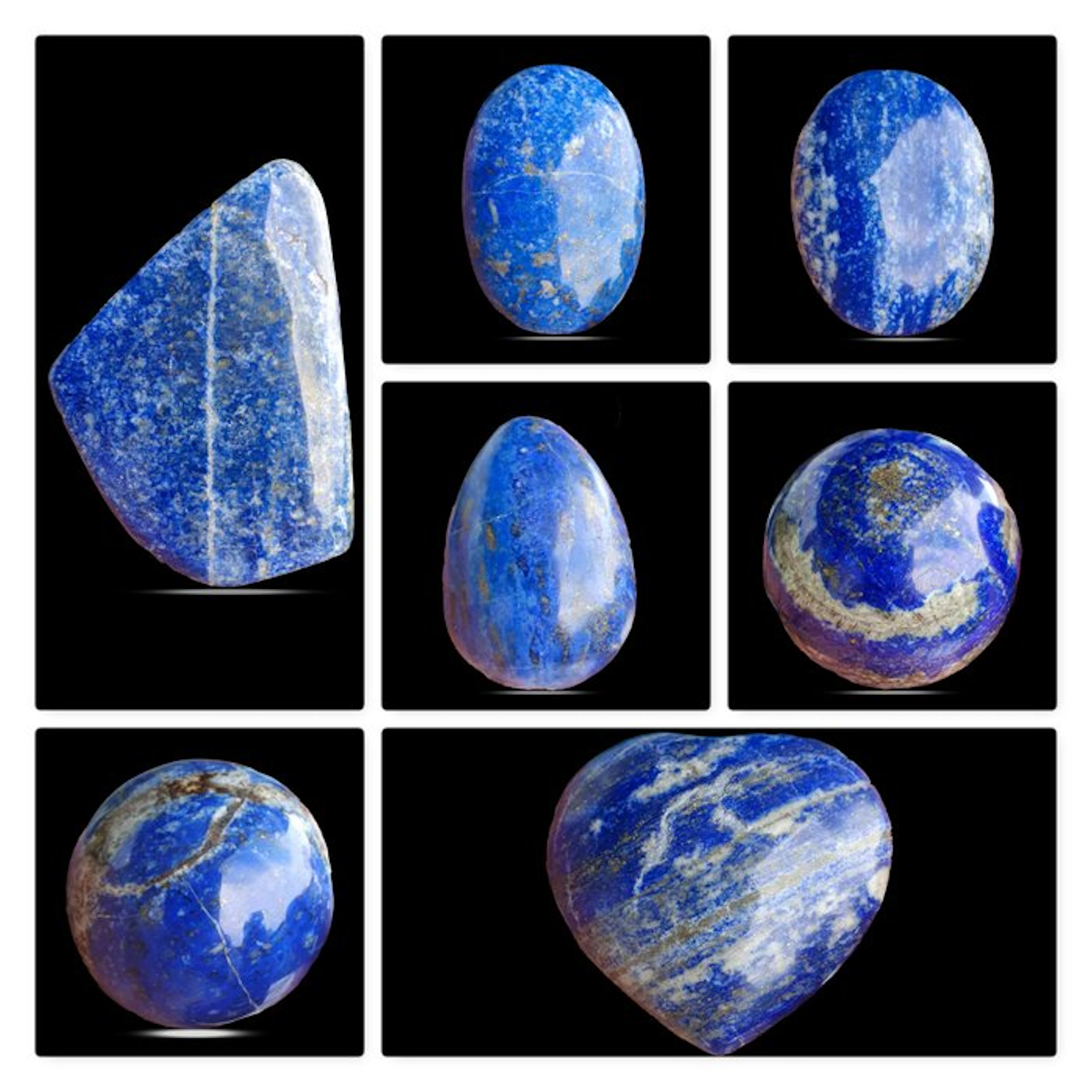 Polished Lapis Lazuli Collection – Hearts, Eggs, Sphere & Freeform-