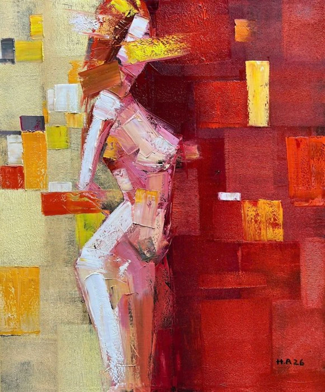 Hoang Anh - Échos de rouge ↑120 →100 cm