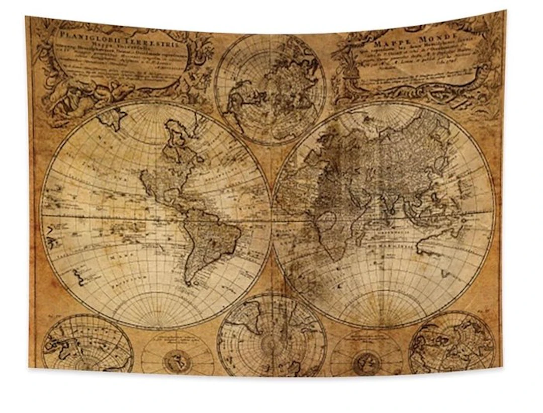 Tapestry - 70 cm - 100 cm - Elegant tapestry with a map