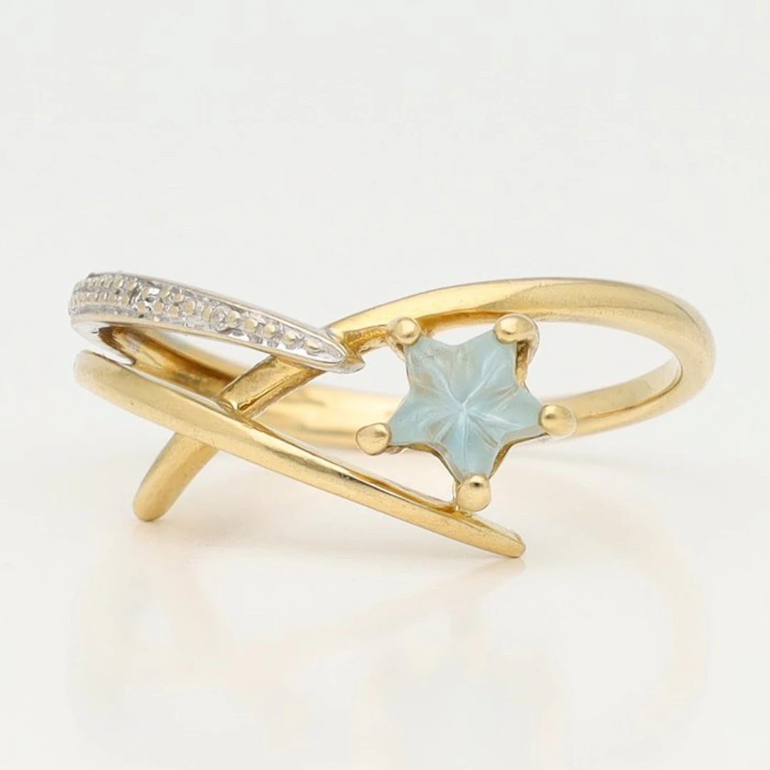 Ring - 18 kt. Yellow gold, White gold - Diamond - Topaz