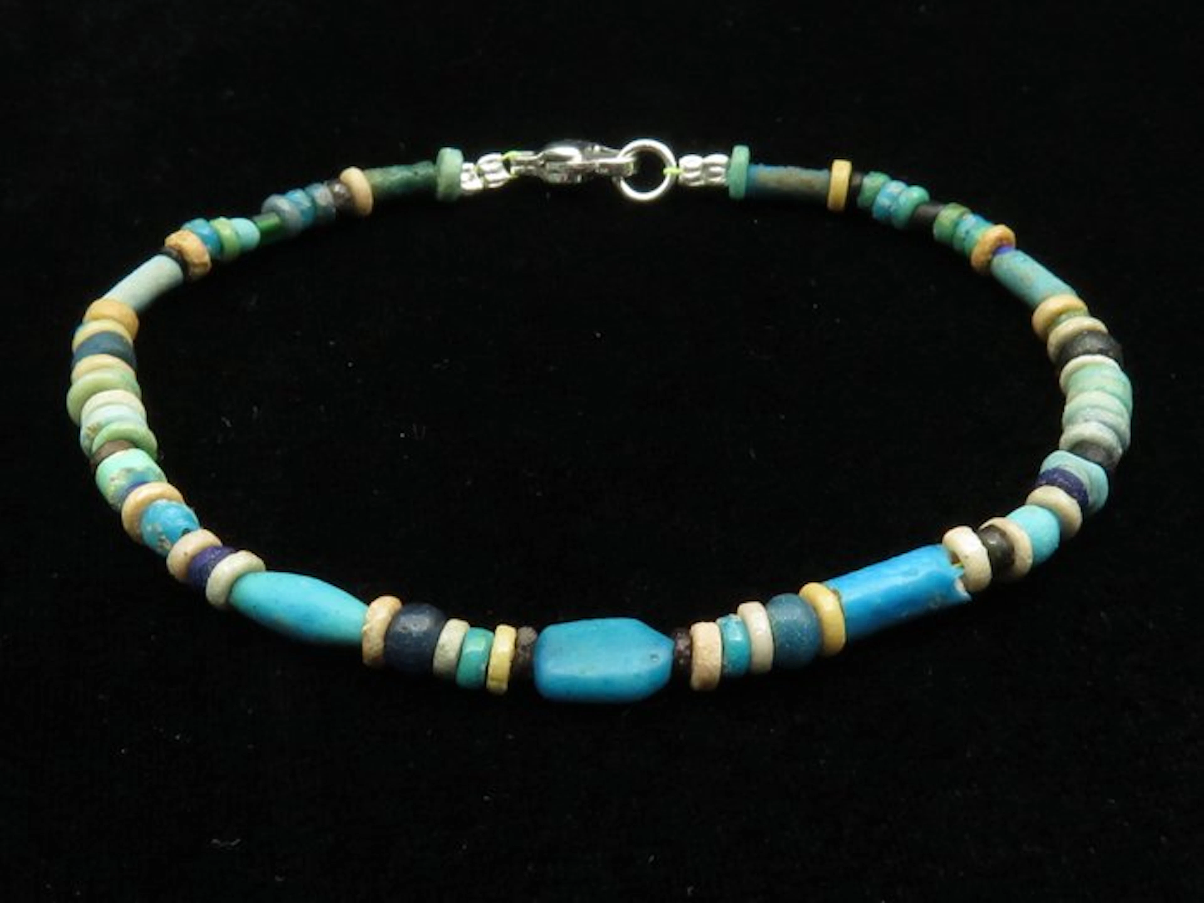 Ancient Egyptian Bracelet made of Faience Mummy beads - 19 cm (No
