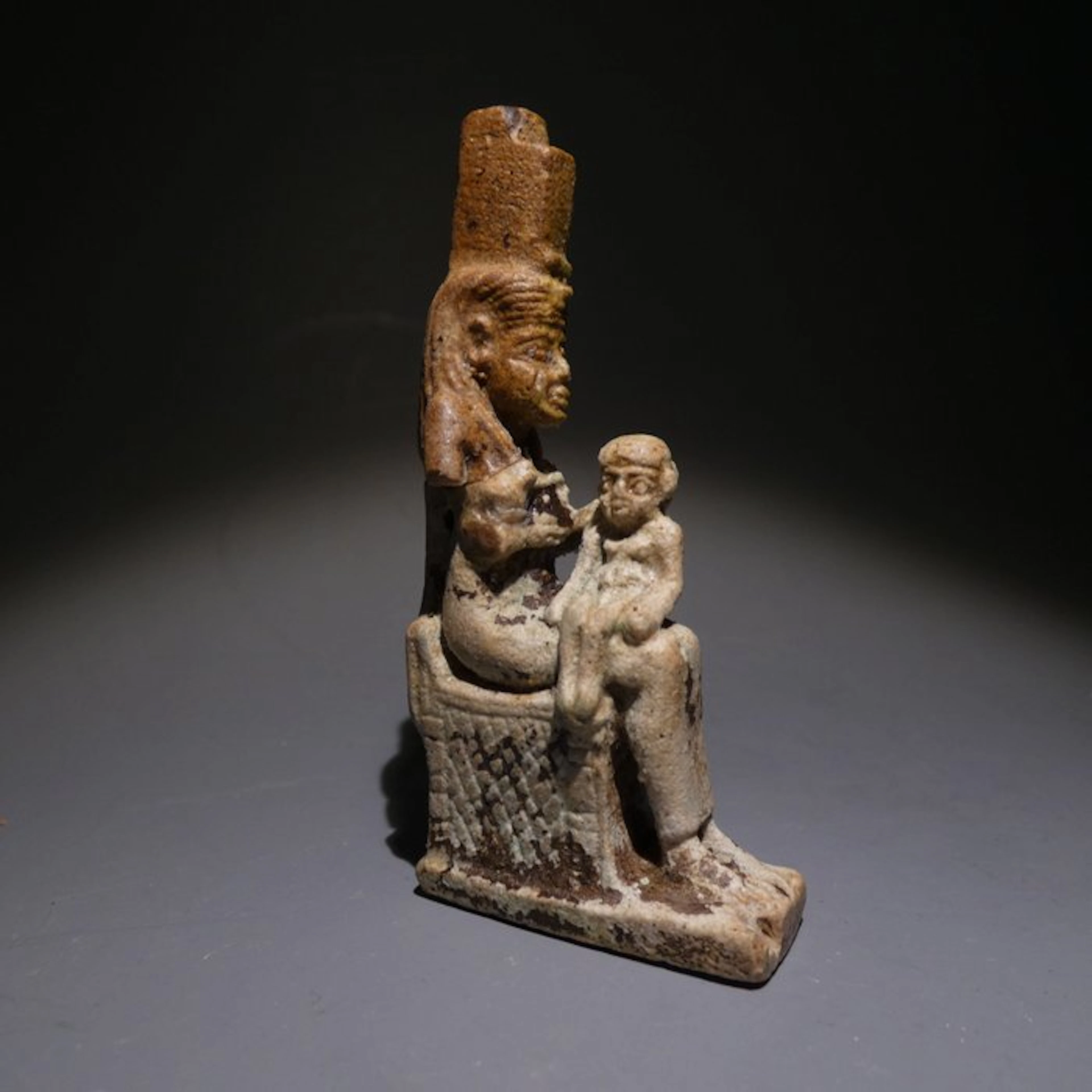 Ancient Egyptian Faience Big Goddess Isis suckling Harpocrates