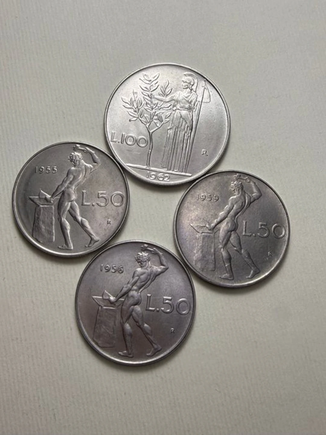 Italy, Republic 50 + 100 Lire 1962 - 1959 - 1956 - 1955 (No reserve price)