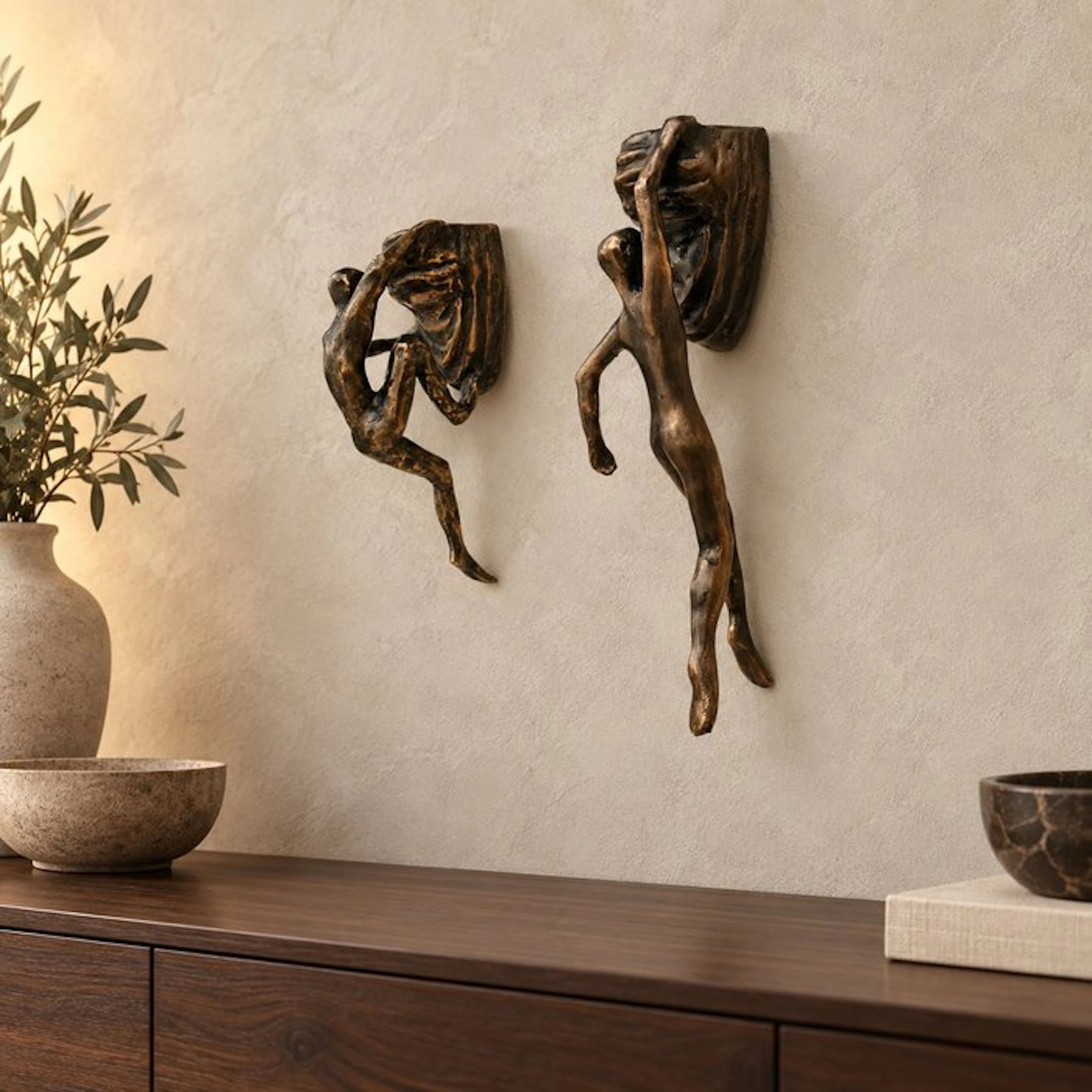 Figurine - Wall hangers (2) - Bronze