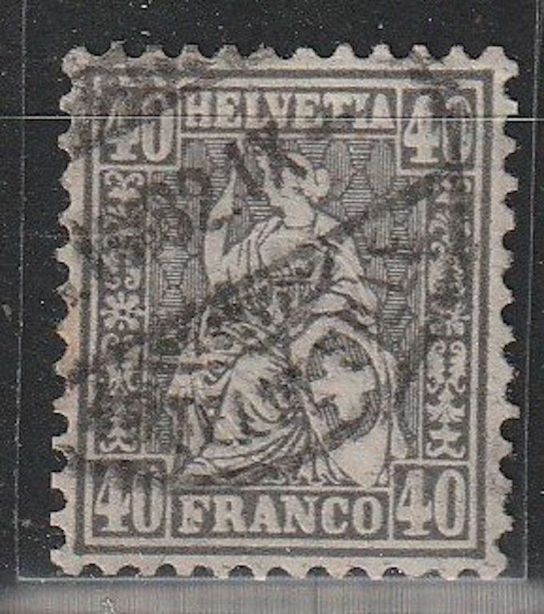 Switzerland 1882 - Sitting Helvetia; on fiber paper the 40 rp