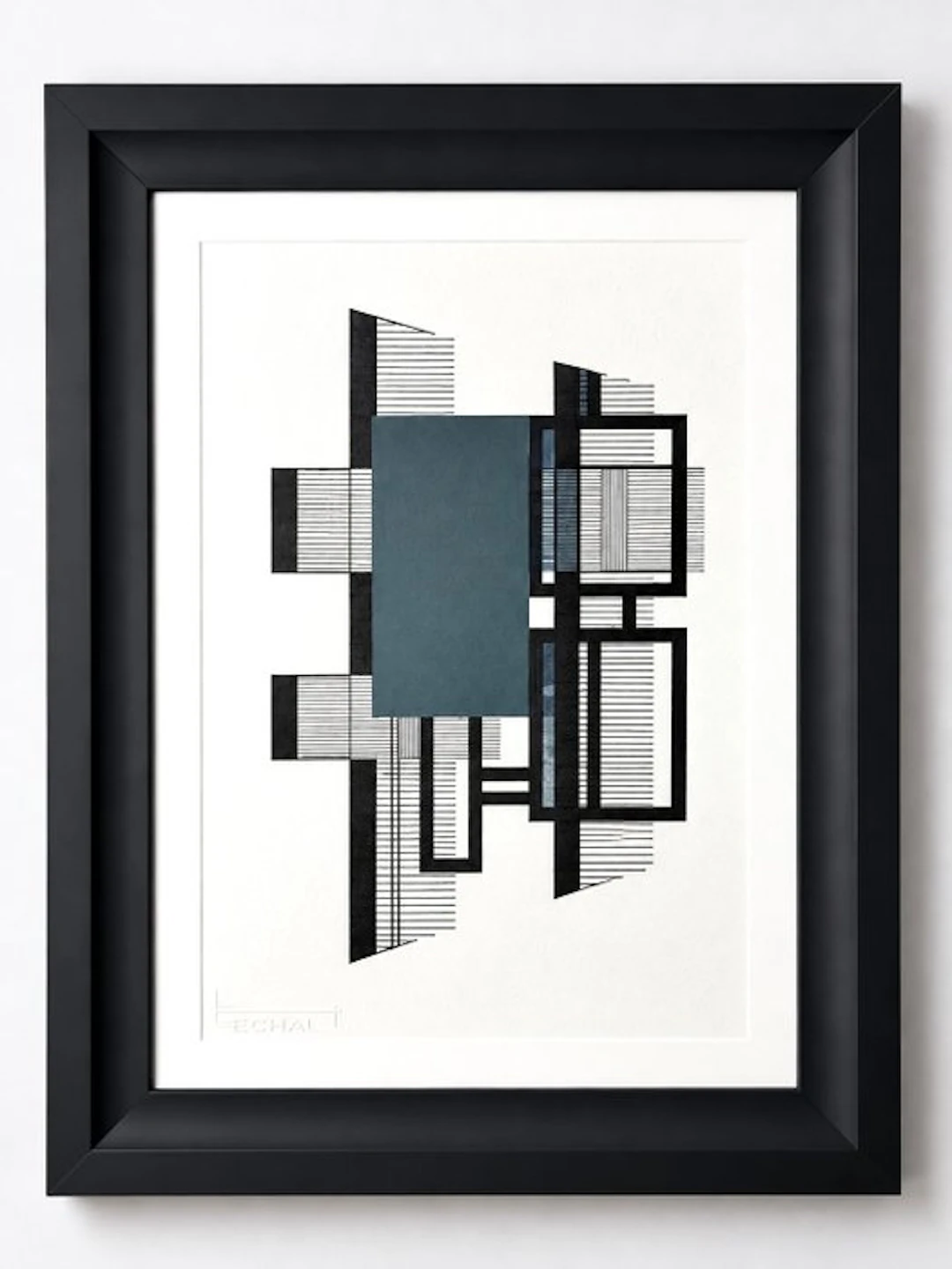 Eugène Eechaut (1928-2019) - Abstract ink composition - framed