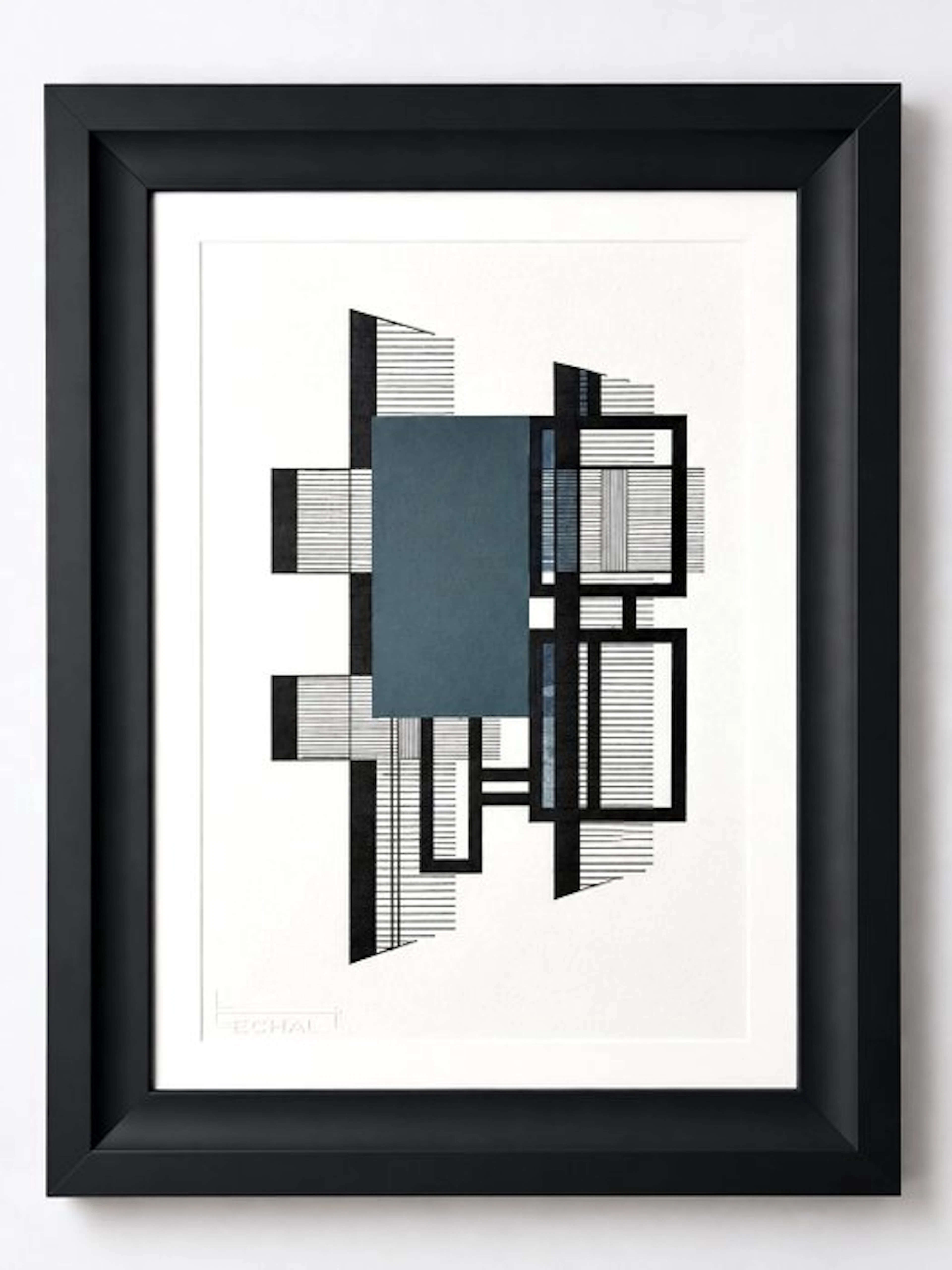 Eugène Eechaut (1928-2019) - Abstract ink composition - framed