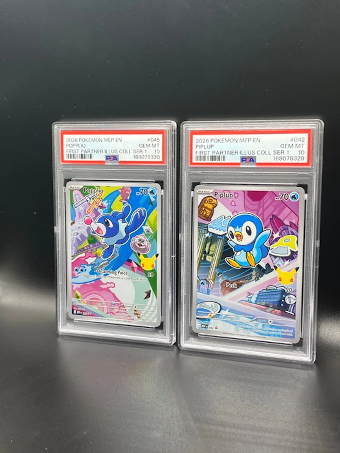 Pokémon - 2 Graded card - Popplio & Piplup First Partner...