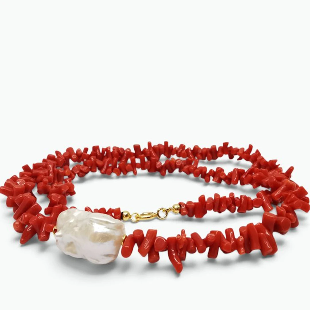 Coral - Sterling Silver 925 - Necklace - Italian Craftsmanship