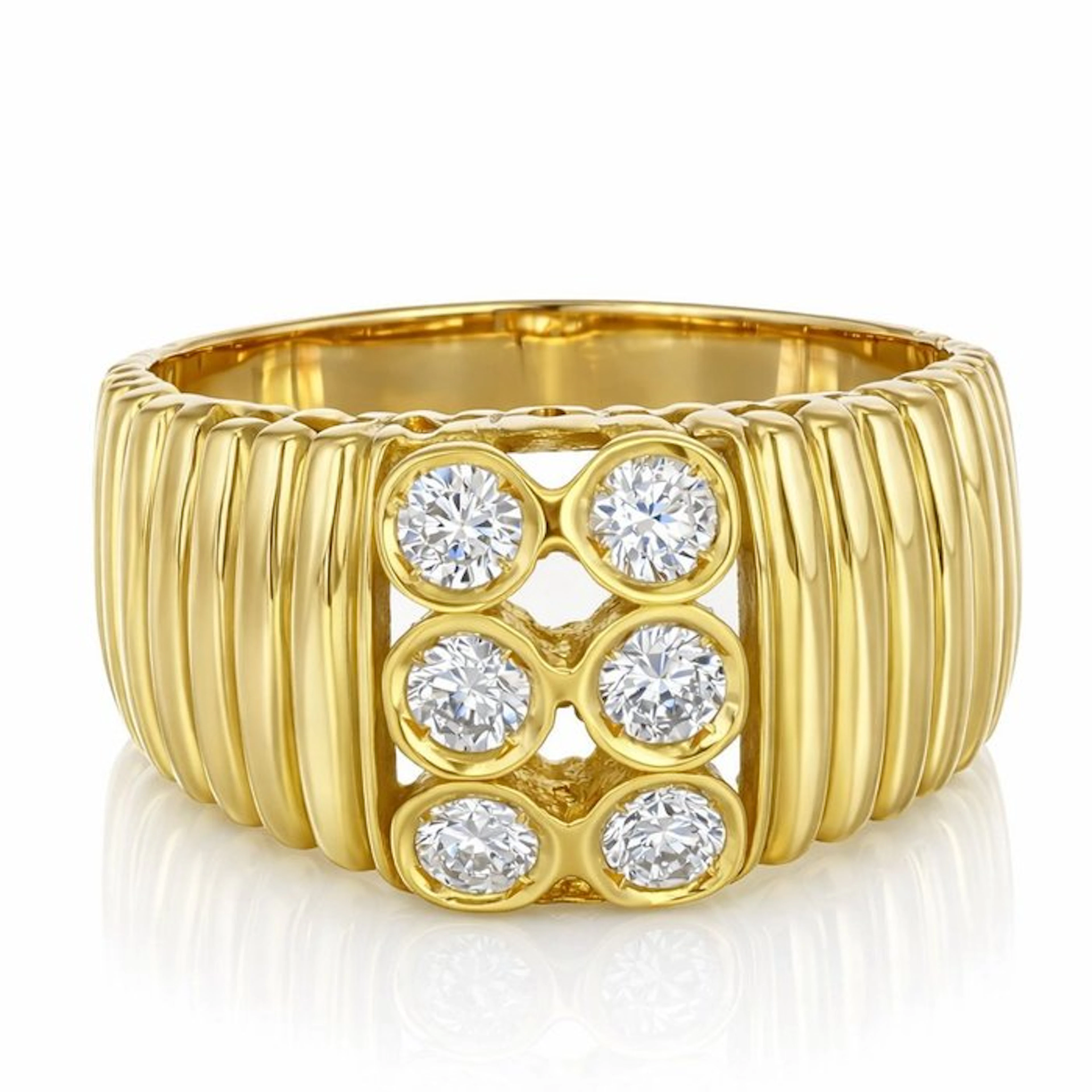 Ring - 18 kt. Yellow gold Diamond (Natural) - Made in Italy - Handmade
